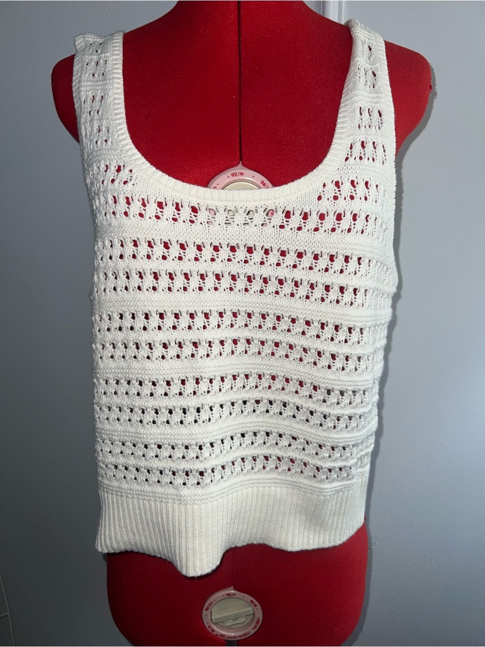 Old Navy Off-White Crochet Knit Tank Top Cropped Boho sz XL